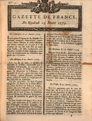 Gazette de France Freitag 19. Februar 1779