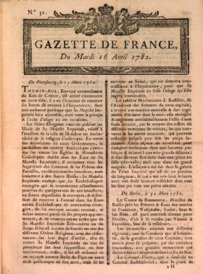 Gazette de France Dienstag 16. April 1782