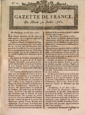 Gazette de France Dienstag 30. Juli 1782
