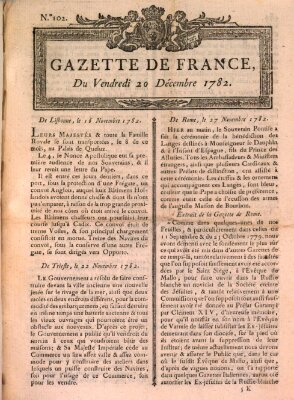 Gazette de France Freitag 20. Dezember 1782