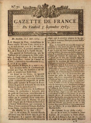 Gazette de France Freitag 5. September 1783