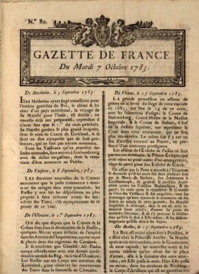 Gazette de France Dienstag 7. Oktober 1783