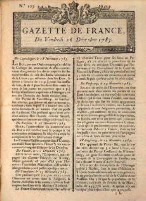 Gazette de France Freitag 26. Dezember 1783