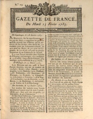 Gazette de France Dienstag 15. Februar 1785