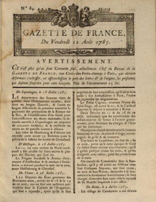 Gazette de France Freitag 12. August 1785