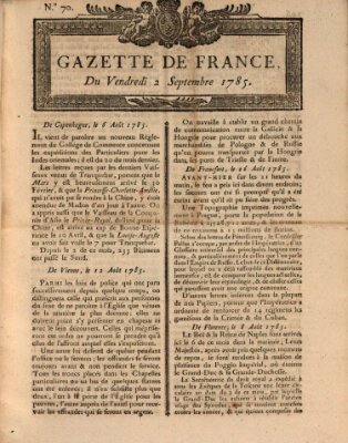 Gazette de France Freitag 2. September 1785
