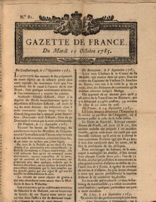 Gazette de France Dienstag 11. Oktober 1785