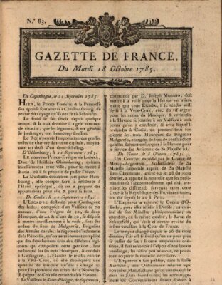 Gazette de France Dienstag 18. Oktober 1785