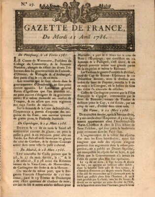 Gazette de France Dienstag 11. April 1786