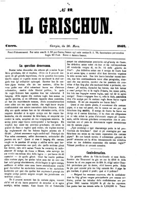 I Grischun Donnerstag 20. März 1862