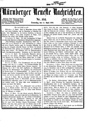 Nürnberger neueste Nachrichten Donnerstag 14. April 1864