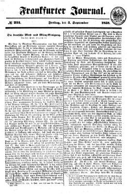 Frankfurter Journal Freitag 3. September 1858