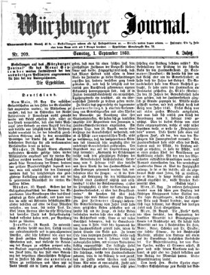 Würzburger Journal Samstag 1. September 1860