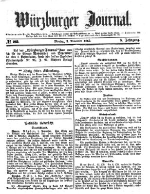 Würzburger Journal Montag 3. November 1862