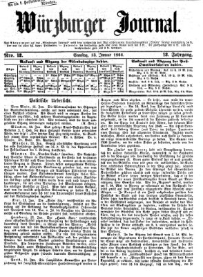 Würzburger Journal Samstag 13. Januar 1866