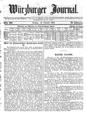 Würzburger Journal Dienstag 10. Dezember 1867