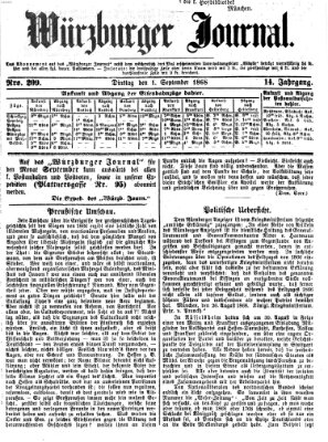 Würzburger Journal Dienstag 1. September 1868