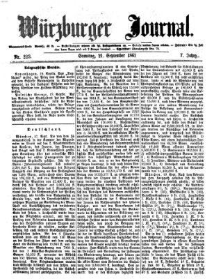 Würzburger Journal Samstag 21. September 1861