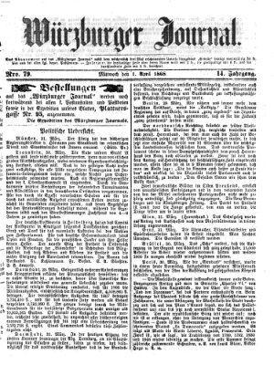 Würzburger Journal Mittwoch 1. April 1868