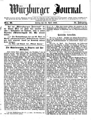 Würzburger Journal Freitag 24. April 1868