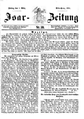 Isar-Zeitung (Bayerische Landbötin) Freitag 1. März 1861