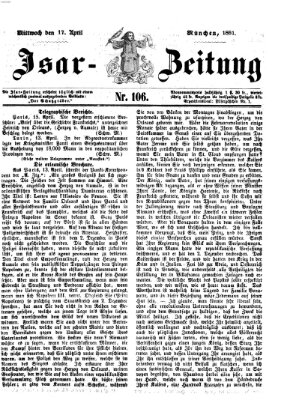 Isar-Zeitung (Bayerische Landbötin) Mittwoch 17. April 1861