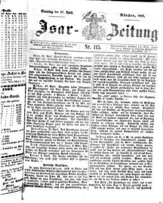 Isar-Zeitung (Bayerische Landbötin) Sonntag 27. April 1862