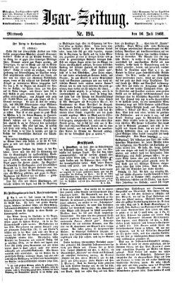 Isar-Zeitung (Bayerische Landbötin) Mittwoch 16. Juli 1862