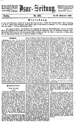 Isar-Zeitung (Bayerische Landbötin) Dienstag 22. September 1863