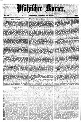 Pfälzischer Kurier Donnerstag 16. Februar 1865