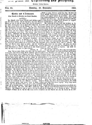 Westricher Zeitung Sonntag 18. September 1853