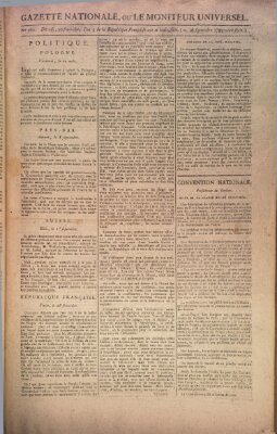Gazette nationale, ou le moniteur universel (Le moniteur universel) Mittwoch 16. September 1795