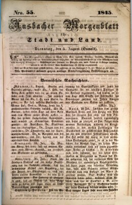Ansbacher Morgenblatt für Stadt und Land (Ansbacher Morgenblatt) Dienstag 5. August 1845