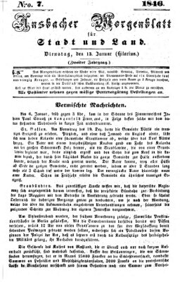 Ansbacher Morgenblatt für Stadt und Land (Ansbacher Morgenblatt) Dienstag 13. Januar 1846