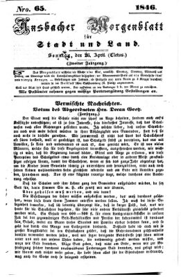 Ansbacher Morgenblatt für Stadt und Land (Ansbacher Morgenblatt) Sonntag 26. April 1846