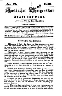Ansbacher Morgenblatt für Stadt und Land (Ansbacher Morgenblatt) Freitag 12. Juni 1846
