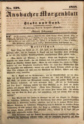 Ansbacher Morgenblatt für Stadt und Land (Ansbacher Morgenblatt) Samstag 5. August 1848