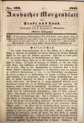 Ansbacher Morgenblatt für Stadt und Land (Ansbacher Morgenblatt) Samstag 9. September 1848