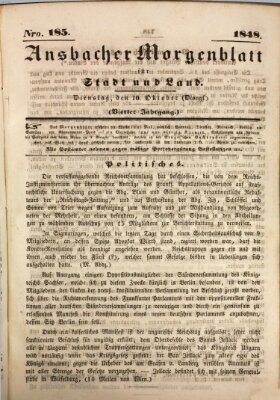 Ansbacher Morgenblatt für Stadt und Land (Ansbacher Morgenblatt) Dienstag 10. Oktober 1848