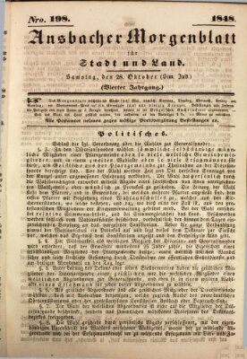 Ansbacher Morgenblatt für Stadt und Land (Ansbacher Morgenblatt) Samstag 28. Oktober 1848