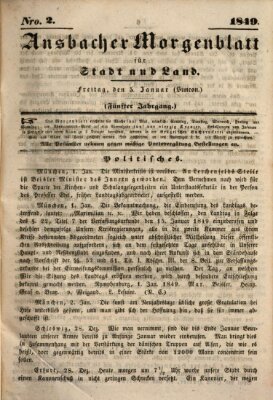 Ansbacher Morgenblatt für Stadt und Land (Ansbacher Morgenblatt) Freitag 5. Januar 1849