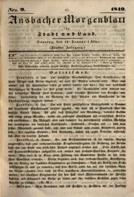 Ansbacher Morgenblatt für Stadt und Land (Ansbacher Morgenblatt) Sonntag 14. Januar 1849