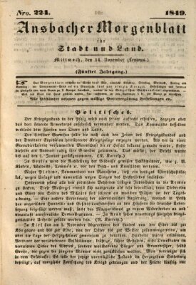 Ansbacher Morgenblatt für Stadt und Land (Ansbacher Morgenblatt) Mittwoch 14. November 1849