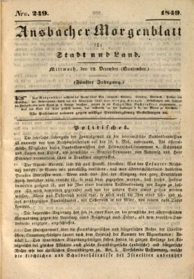 Ansbacher Morgenblatt für Stadt und Land (Ansbacher Morgenblatt) Mittwoch 19. Dezember 1849