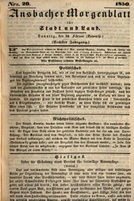 Ansbacher Morgenblatt für Stadt und Land (Ansbacher Morgenblatt) Sonntag 10. Februar 1850