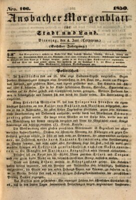 Ansbacher Morgenblatt für Stadt und Land (Ansbacher Morgenblatt) Dienstag 4. Juni 1850
