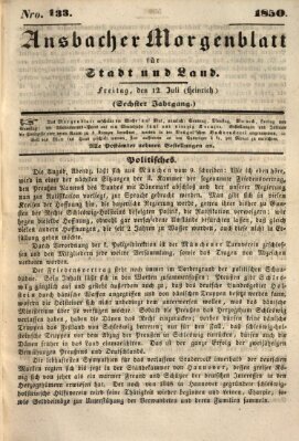 Ansbacher Morgenblatt für Stadt und Land (Ansbacher Morgenblatt) Freitag 12. Juli 1850