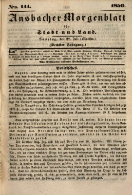 Ansbacher Morgenblatt für Stadt und Land (Ansbacher Morgenblatt) Samstag 27. Juli 1850
