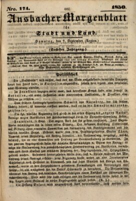 Ansbacher Morgenblatt für Stadt und Land (Ansbacher Morgenblatt) Samstag 7. September 1850