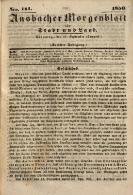 Ansbacher Morgenblatt für Stadt und Land (Ansbacher Morgenblatt) Dienstag 17. September 1850